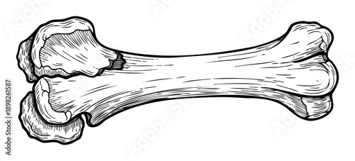 Detailed skeletal bone graphic in a classic woodcut style perfect for educational purposes biological studies or gothic themed visual projects