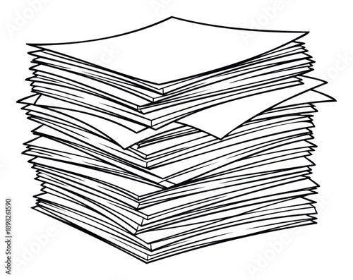 A tall stack of blank office papers representing a large amount of work or new creative possibilities, ideal for business documents, educational materials, or administrative paperwork