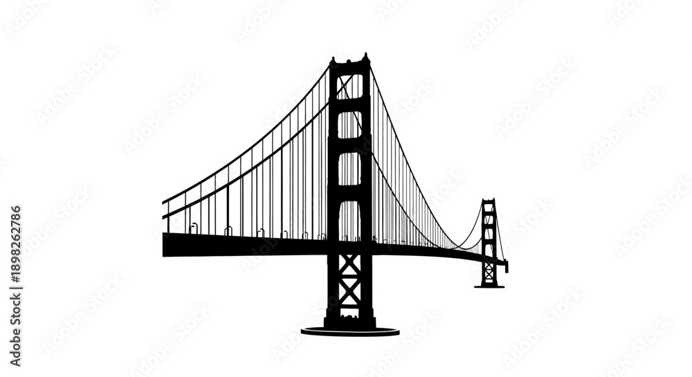 Fototapeta premium Golden Gate Bridge Silhouette Illustration Design.
