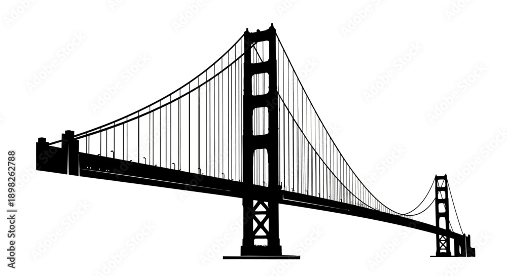 Fototapeta premium Golden Gate Bridge Silhouette Illustration.