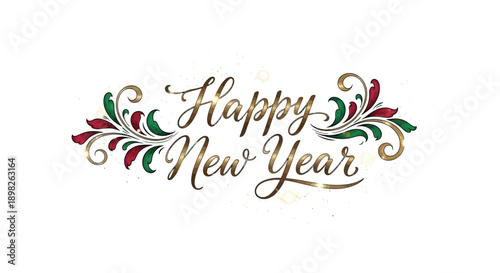 Happy New Year Calligraphy Text Design.