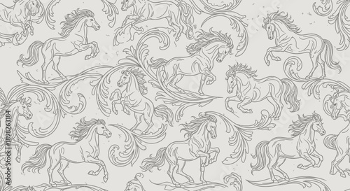 Horses in Various Dynamic Running Positions.