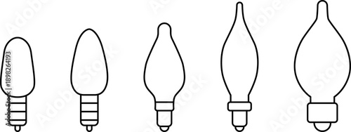 idea sign icon set. Types of light bulbs, Bulb icon collection Vector.