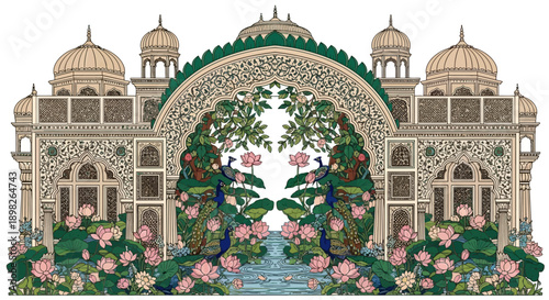 Intricately Designed Archway with Floral Decorations.