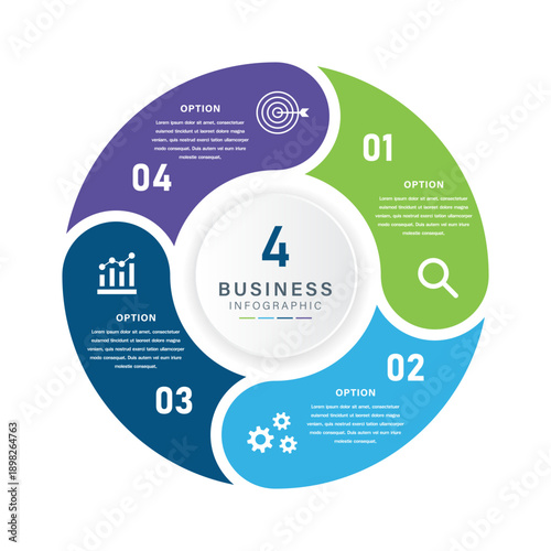 Circular 4 Option Business Infographic with Icons