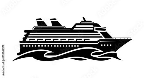 Luxury Cruise Ship Sailing Through Waves.