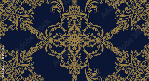 Luxury Gold Ornate Pattern on Dark Background.