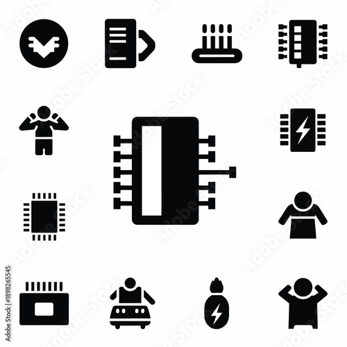 Microchip and Electronics Icons