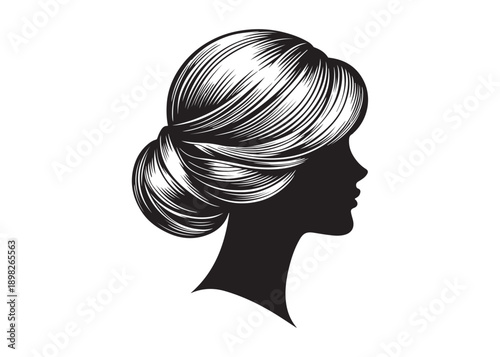 girl coiffure logo silhouette vector, woman hairstyle logo silhouette illustration, hair salon logo icon vector silhouette, beauty long hair woman logo silhouette coiffure beauty woman long hair