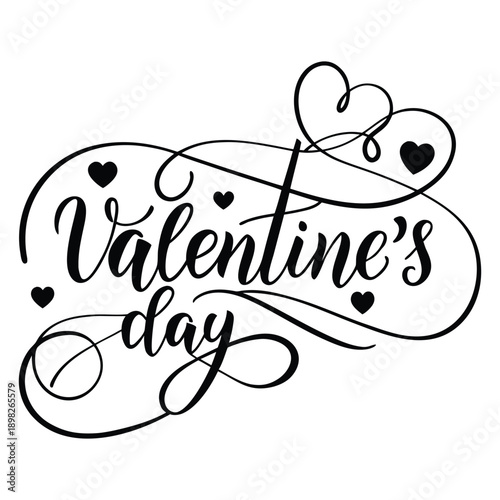 Valentine’s Day Typography Design with Elegant Script and Heart Elements.