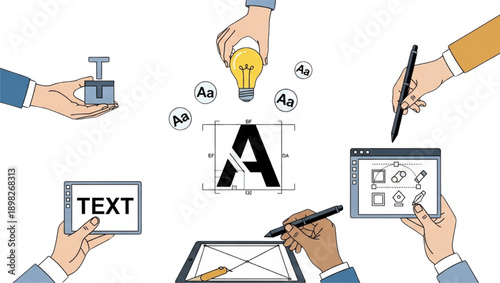 Creative Design Process with Hands and Tools creativity