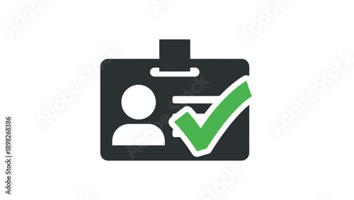 Professional ID badge or staff identification card with a successful verification checkmark, perfect for showcasing verified identity, access control, or authorized entry systems in