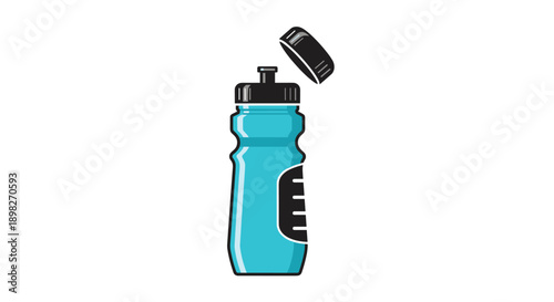 Blue plastic sports water bottle with its cap off, promoting hydration, fitness, and an active lifestyle for athletes and outdoor enthusiasts.