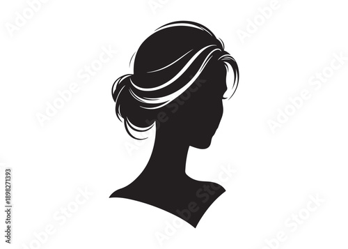girl coiffure logo silhouette vector, woman hairstyle logo silhouette illustration, hair salon logo icon vector silhouette, beauty long hair woman logo silhouette coiffure beauty woman long hair