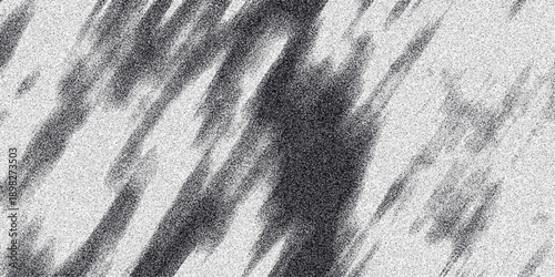 Abstract monochrome textured background with diagonal streaks and grainy noise effect creating a dynamic and artistic visual pattern