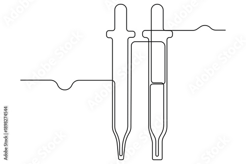 Pipette continuous one line art drawing minimalist style isolate outline