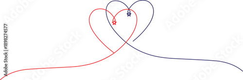 Interconnected heart shaped lines in red and black