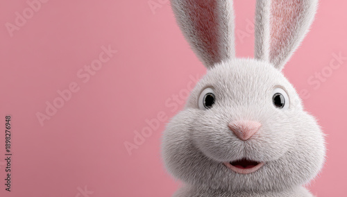 Wallpaper Mural Retrato macro en primer plano de Conejito blanco mirando a camara sobre fondo rosa pastel con espacio vacio para publicidad. Torontodigital.ca