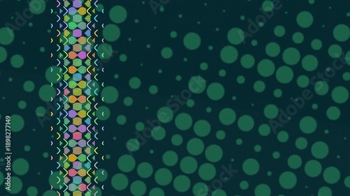 Abstract Background with Colorful Shapes and Green Polka Dots