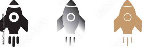 Rocket icon. Rocket launched icon vector. Simple black silhouettes 
