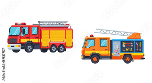 Vintage cars towing colorful campers and trailers in a flat vector style
