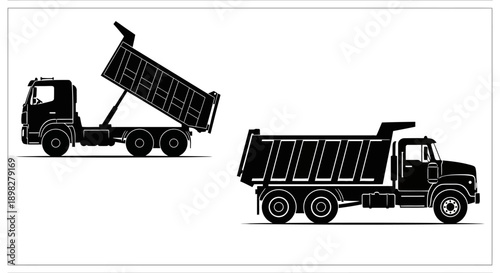 Detailed illustration of two different red and yellow fire trucks