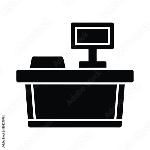 Checkout Counter Silhouette Icon Vector Illustration