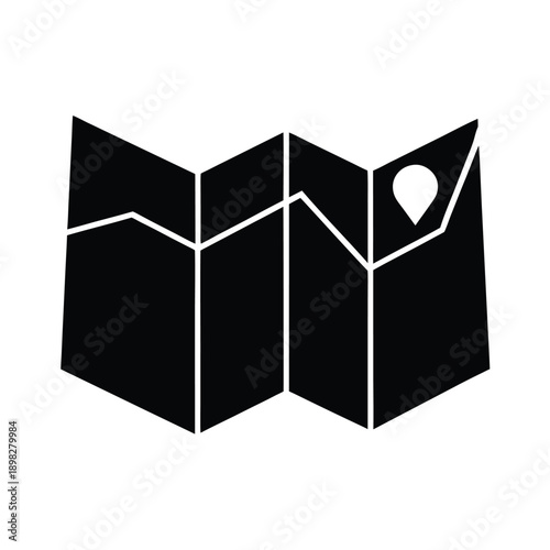 Folded Map Silhouette Icon Vector Illustration