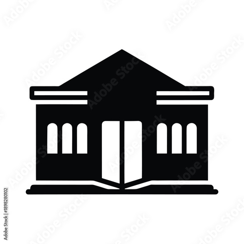Library Building Silhouette Icon Vector Illustration