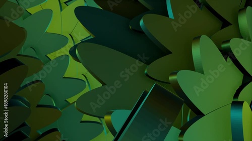3d background objects pattern of yellow and cyan animation