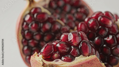 Pomegranate Fruit Closeup Red Seeds Arils Healthy Snack