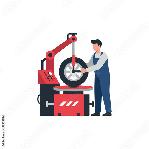 Mechanic changing a car tire.