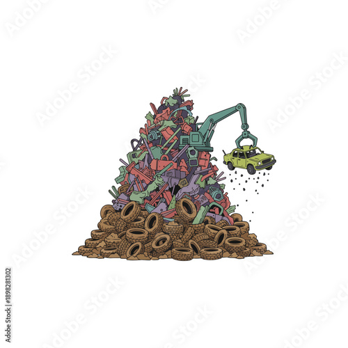 Large pile of trash being dumped.