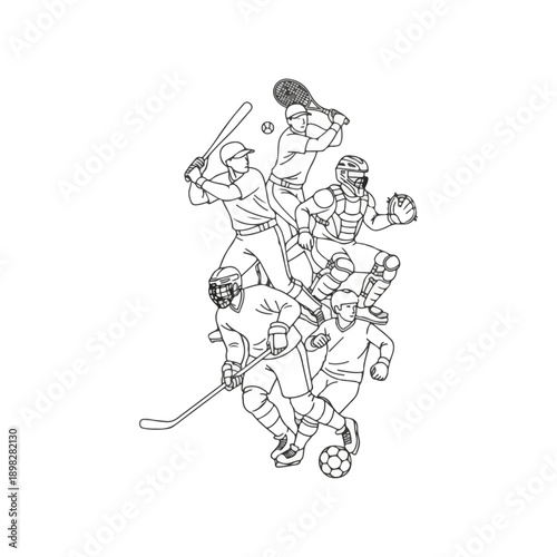 Group of sports players in action.