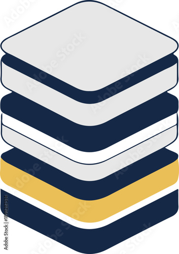  Minimalist vector sticker of stacked horizontal layers, clean geometric shapes, flat modern design, white background, modular system or SaaS architecture icon 1