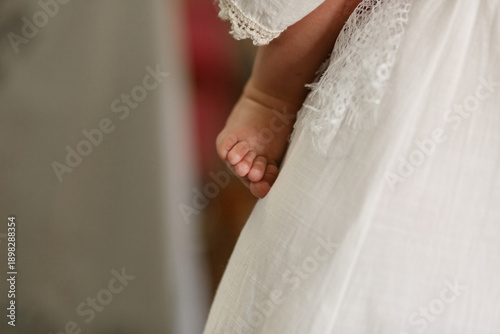 Baby Foot During Orthodox Baptism Ceremony