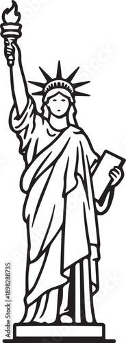 Statue of Liberty outline – Freedom and American landmark minimalist line art vector