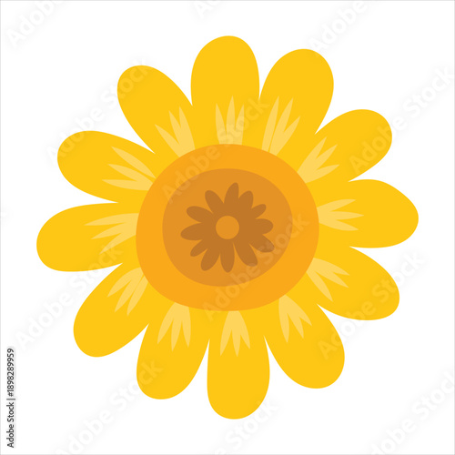Simple yellow flower illustration isolated on a white background Vector