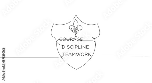 shield with courage discipline team work text