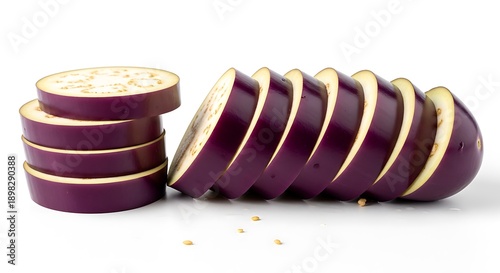 Sliced Eggplant on White Background