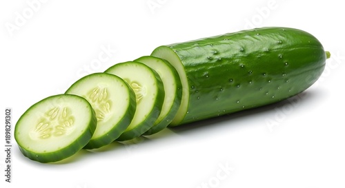 Fresh Green Cucumber Sliced into Round Fresh Vegetable