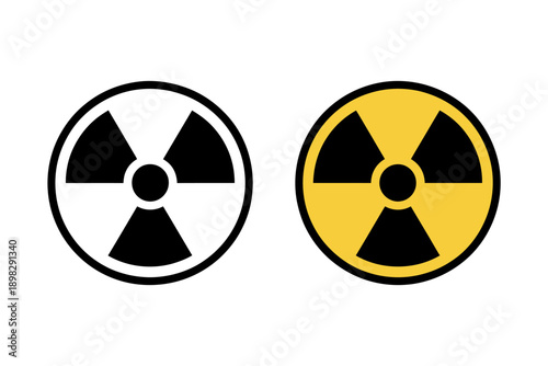 Radioactive warning signs in black and yellow color schemes