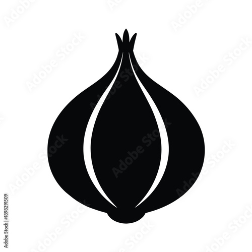 Onion Silhouette Icon Vector Illustration