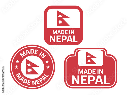 Made in Nepal labels and stamps with flag designs