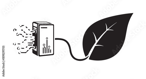 Eco friendly technology connecting to nature with leaf