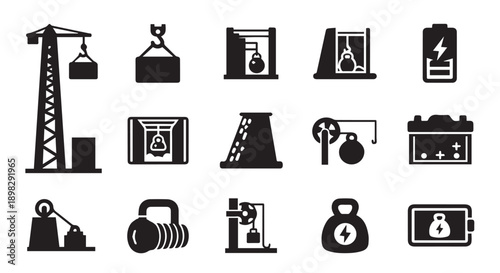 Industrial strength training icons for fitness and industry