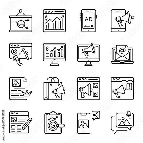 Digital Marketing outline Icon set 05