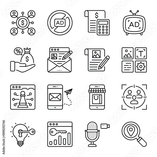 Digital Marketing outline Icon set 02