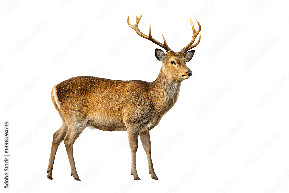 Obraz premium Majestic stag standing in profile isolated on transparent background