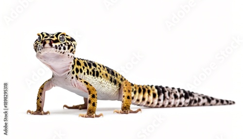 Captivating Leopard Gecko Portrait on White Studio Background